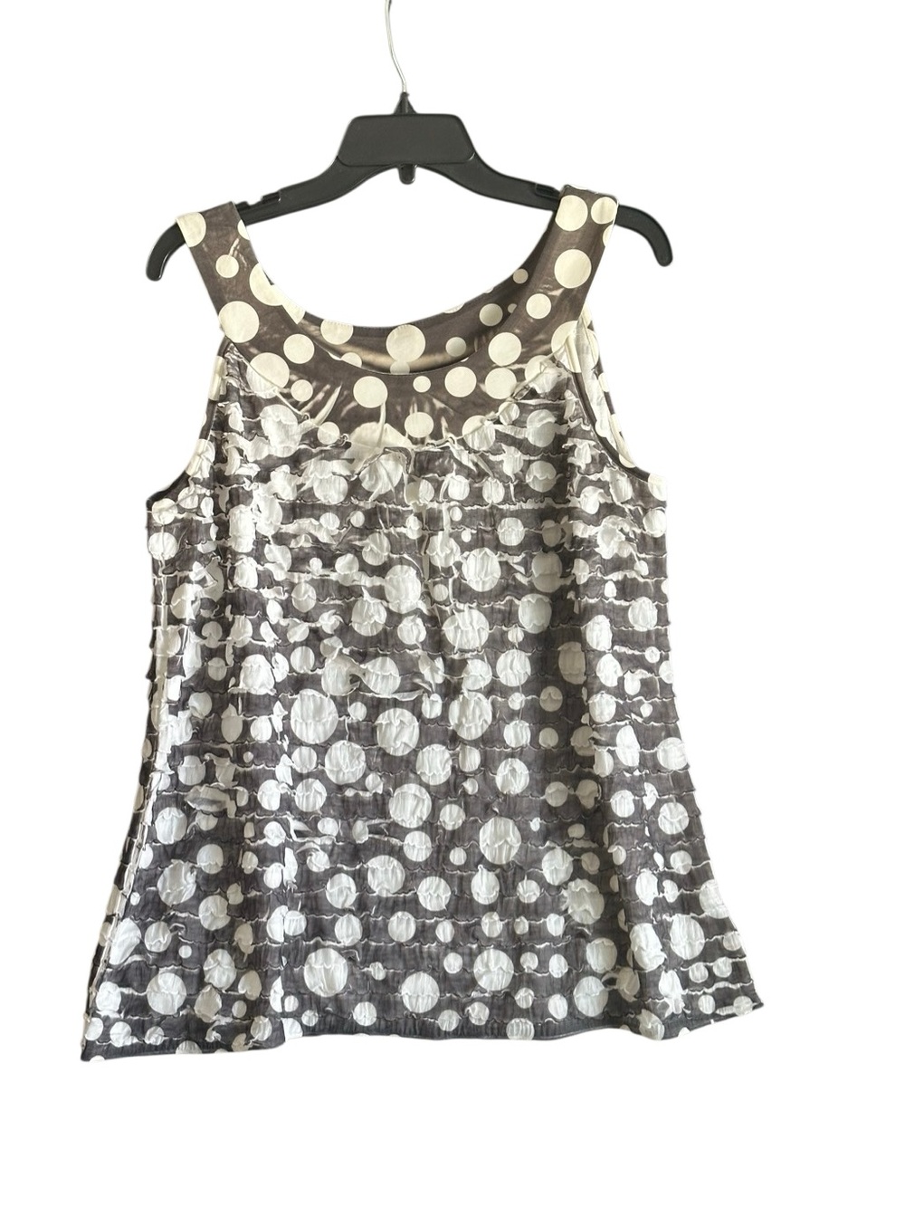 Ashley Jill Polka Dot Sleeveless Tank Top - Gray & White. Size 2X